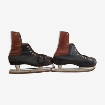 Pair of black and brown ice skates