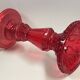 Bougeoir  fantaisie en verre rouge style italie verre empoli 18,5 cm