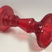 Fancy candle holder in red glass Italian style Empoli glass 18.5 cm