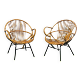 Pair of lounge rattan armchairs by D. Van Sliedregt / R. Noordwolde. Vintage