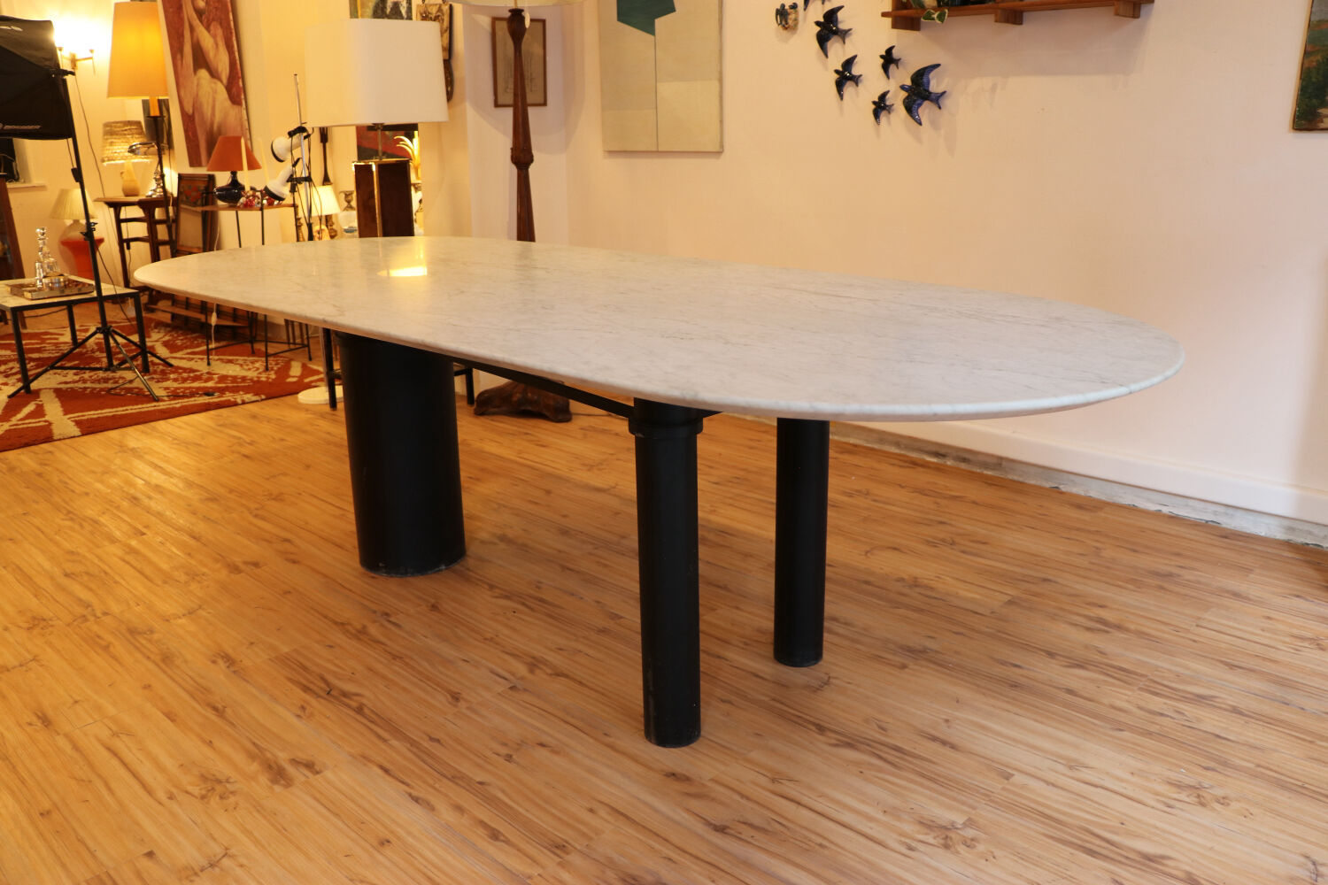 Large marble dining table, 1980s