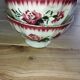 Bowls Faïencerie de Sarreguemines with rose decoration (the two red ones)