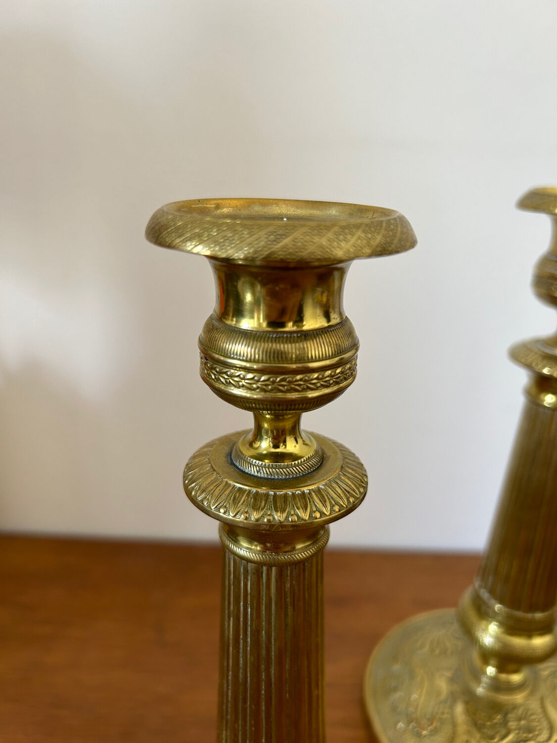 Pair of gilded brass candle holders