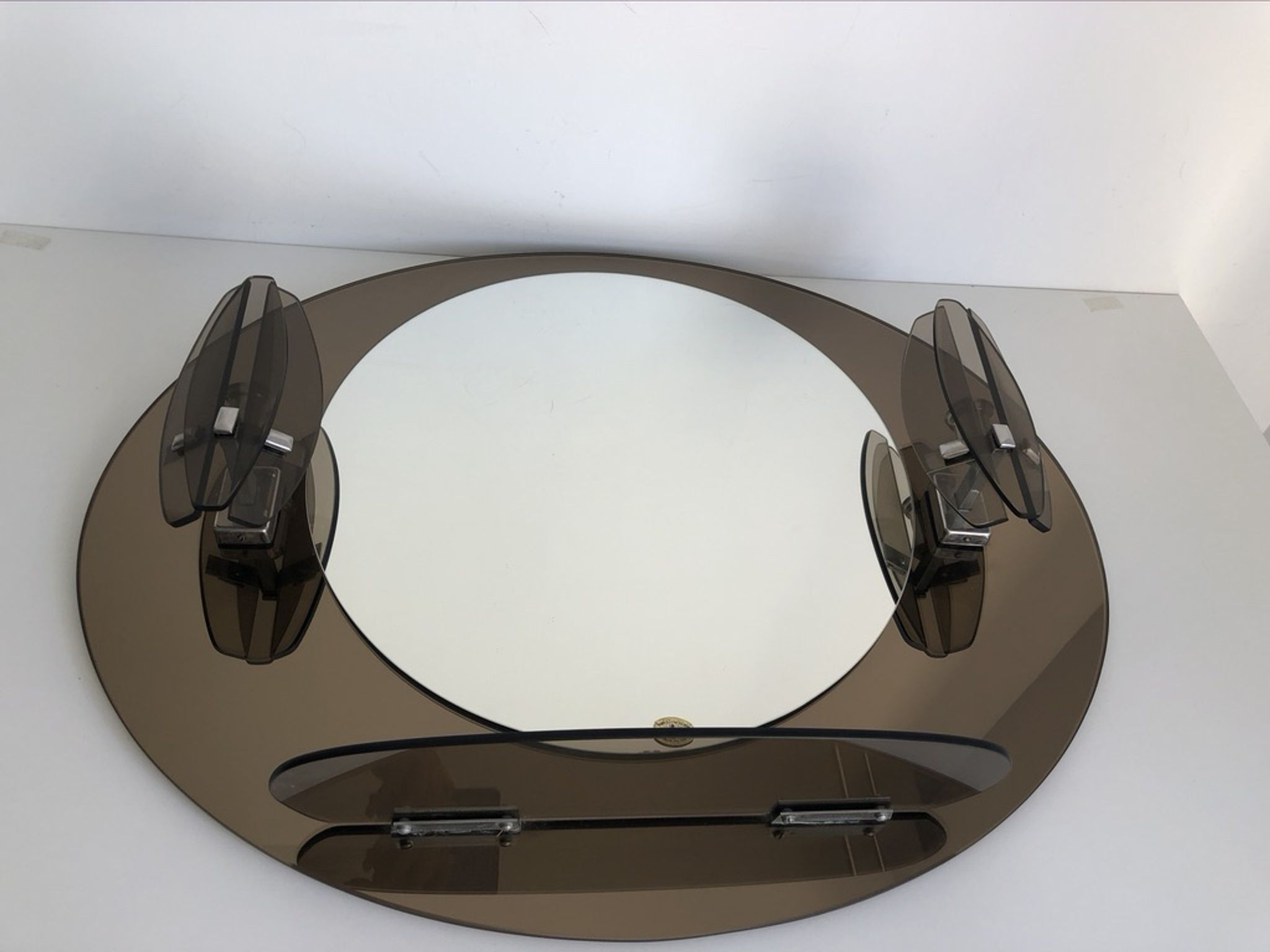 Lupi Crystal Luxor Mirror with 2 integrated wall lights and shelf