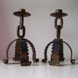 Pair of metal candlesticks