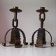 Pair of metal candlesticks