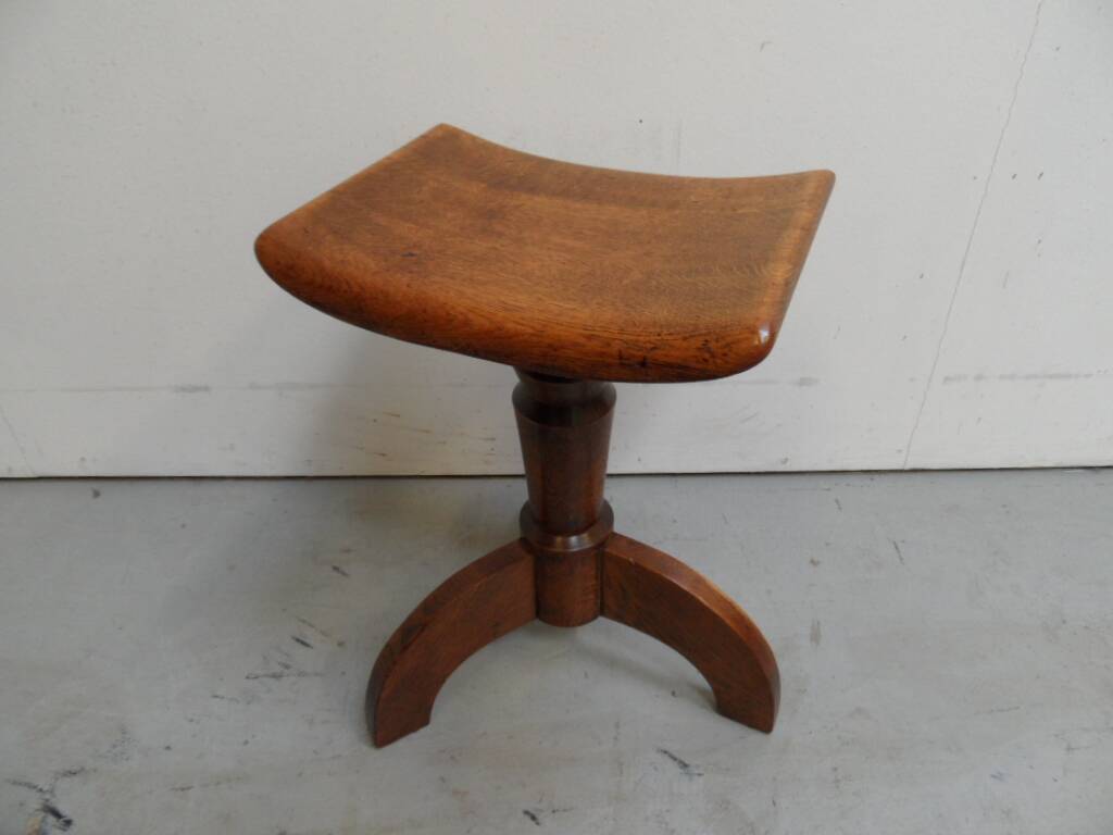 Tabouret de piano vintage en chêne des années 1930