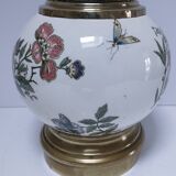 round vase earthenware brass decorated with flowers and insects early 20th century