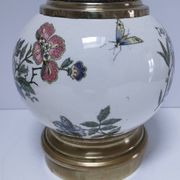 round vase earthenware brass decorated with flowers and insects early 20th century