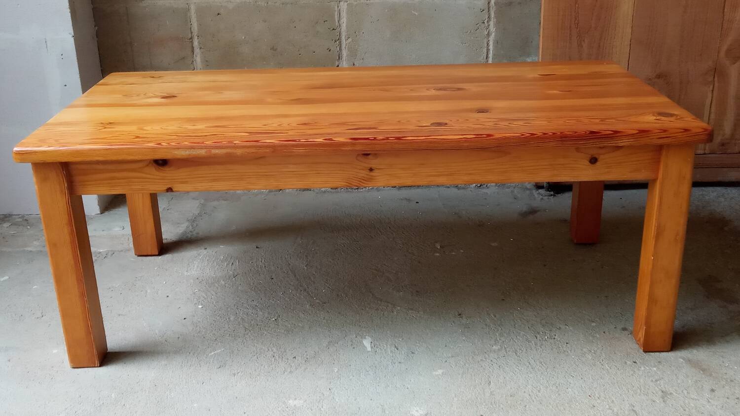 1980s solid pine coffee table