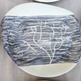 9 different enameled lava plates, 50s/60s signed gd orlat