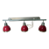 Designer pendant light with 3 red and chrome spots