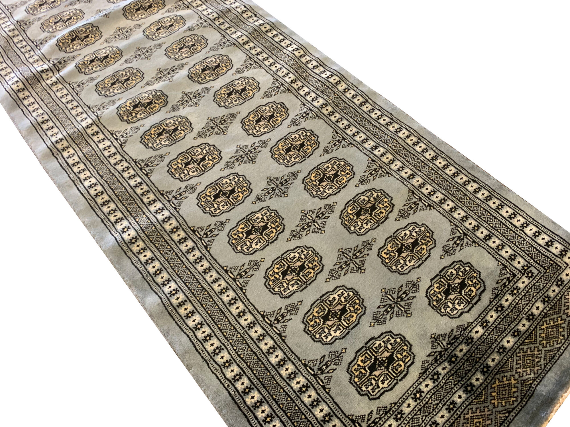 New grey bokhara runner rug - 78x234cm