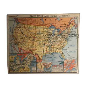 Vintage school map United States N°33 Editions Hatier by M.Peyre