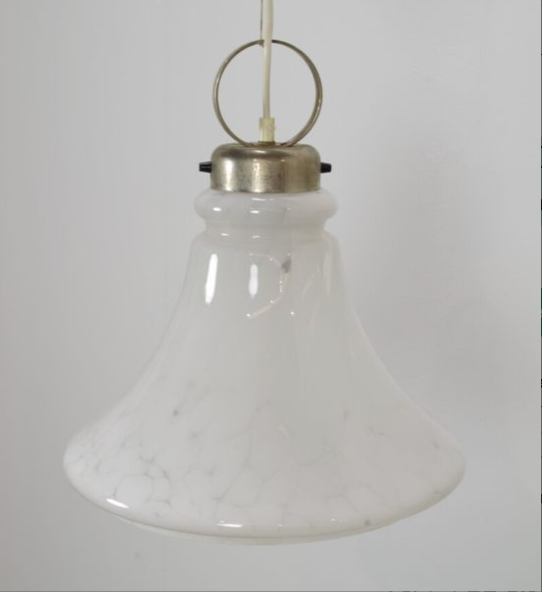 Vintage glass pendant lamp with chrome details