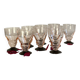 9 verres à vin ou à eau art déco rose et pied noir