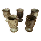 Set of 6 Mazagrans LE CEP Beige Stoneware Mugs Made In France Vintage