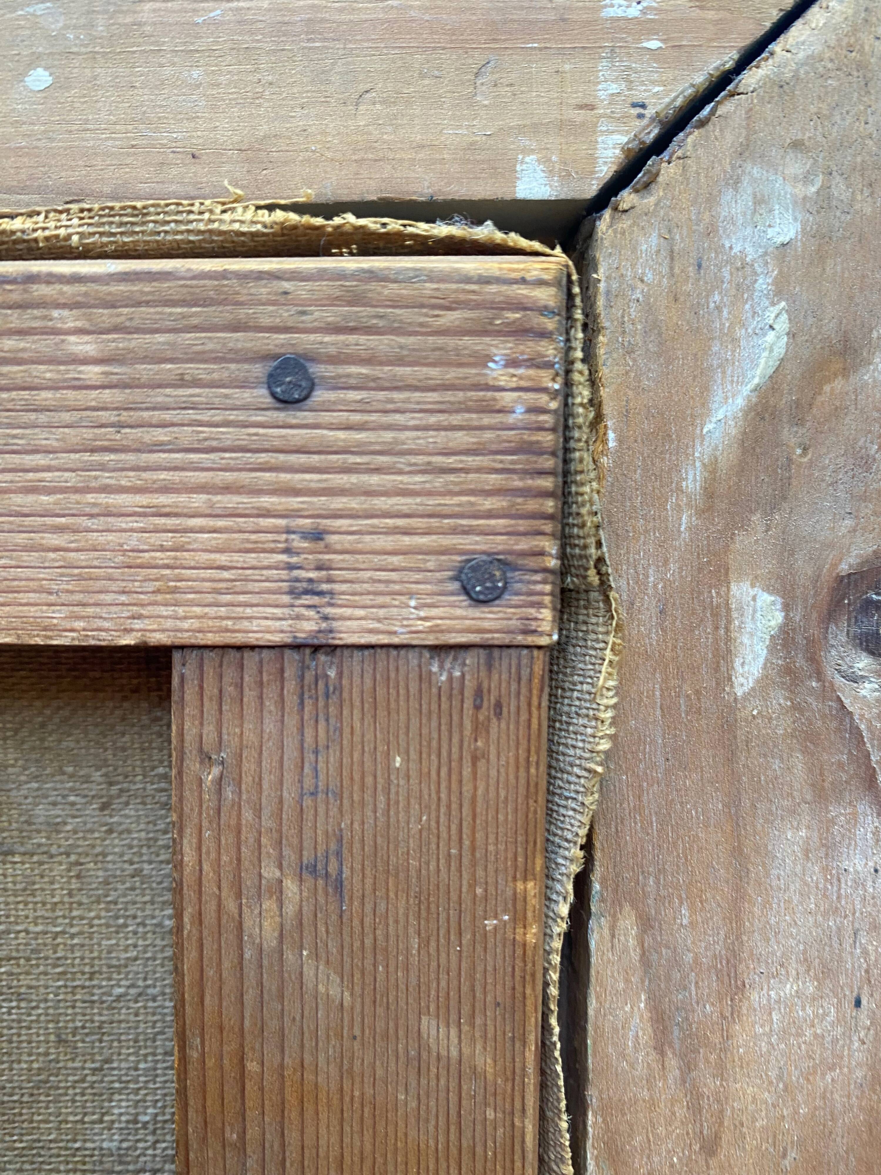 HST table "Animated mountain landscape" XIX°/XX° signed with frame