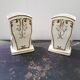 Paire De Vase Ancien Céramique D’Art Blanc + Décor Doré Made In France Vintage