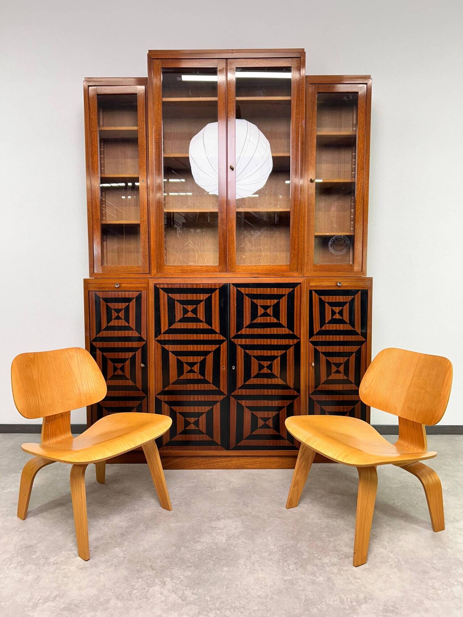 Cubist library with marquetry, around 1930
