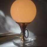Vintage copper and brass glass globe lamp