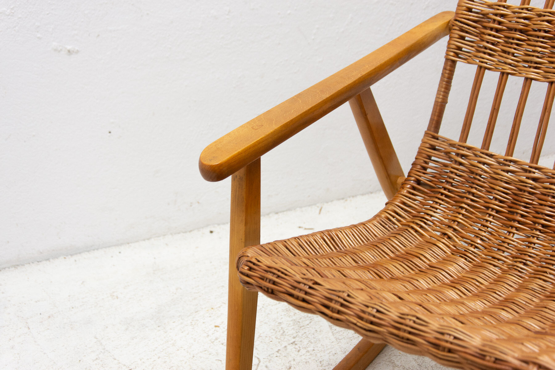 Mid-Century Wicker Rocking Chair, Czechoslovakia, 1970's