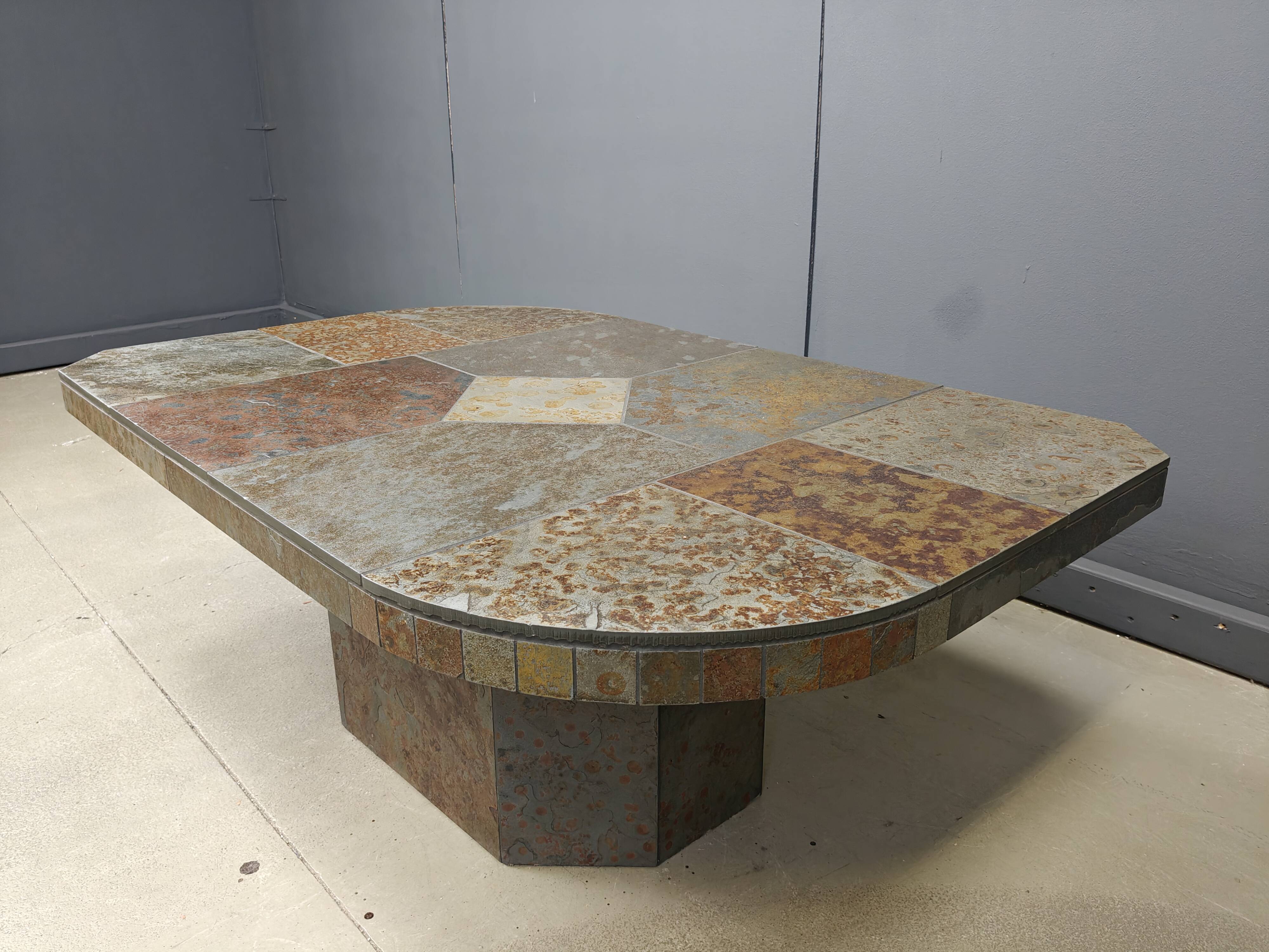 Brutalist slate stone coffee table, 1980s