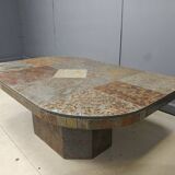 Brutalist slate stone coffee table, 1980s