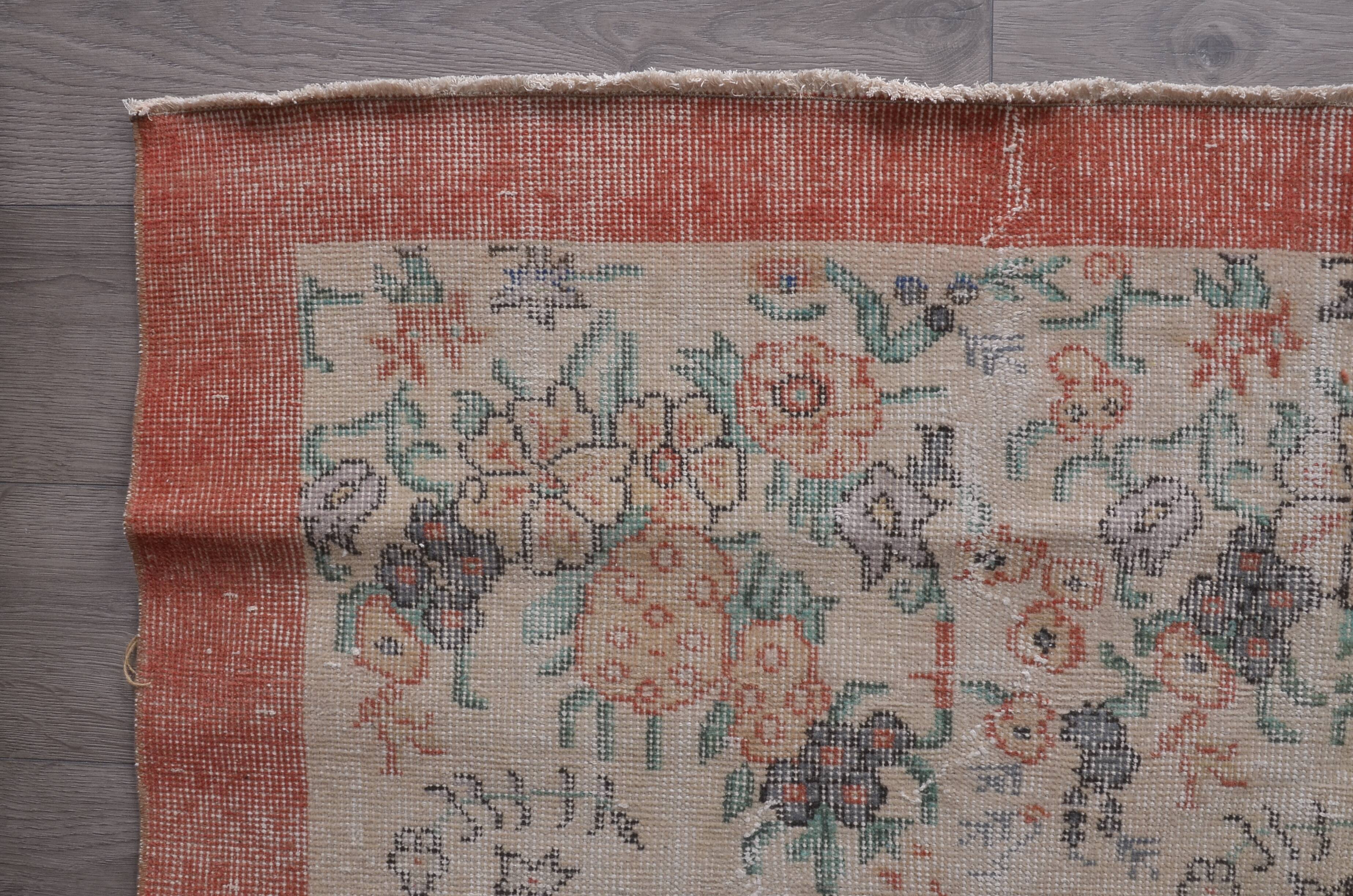Tapis Oushak noué à la main à motif floral, référence 1268