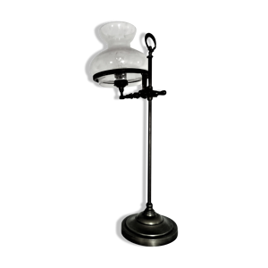 Lampe de bureau bronze et verre style à gaz