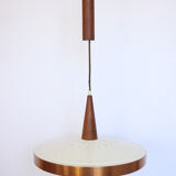 Scandinavian teak and copper hanging mounts and drops