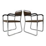 Pair of Bauhaus tubular steel chrome armchairs, 1930s
