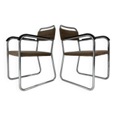 Paire de fauteuils en acier tubulaire chromé Bauhaus, années 1930