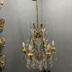 Large Gilded Florentine Tole and Crystal Chandelier, 1950s