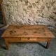 Antique cherry coffee table, rustic farmhouse table with drawer, circa 1750–1800.