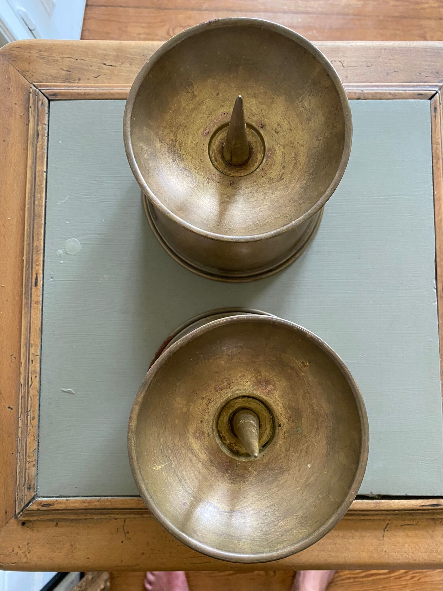 Pair of brass church candlesticks