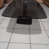 Rectangular living room coffee table with tempered glass and central foot