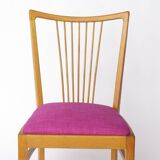 Vintage Magenta Upholstered Beech Dining Chair – Germany, 1960s–1970s