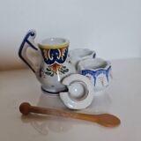 Mustard, salt and pepper shaker set with Rouen decor