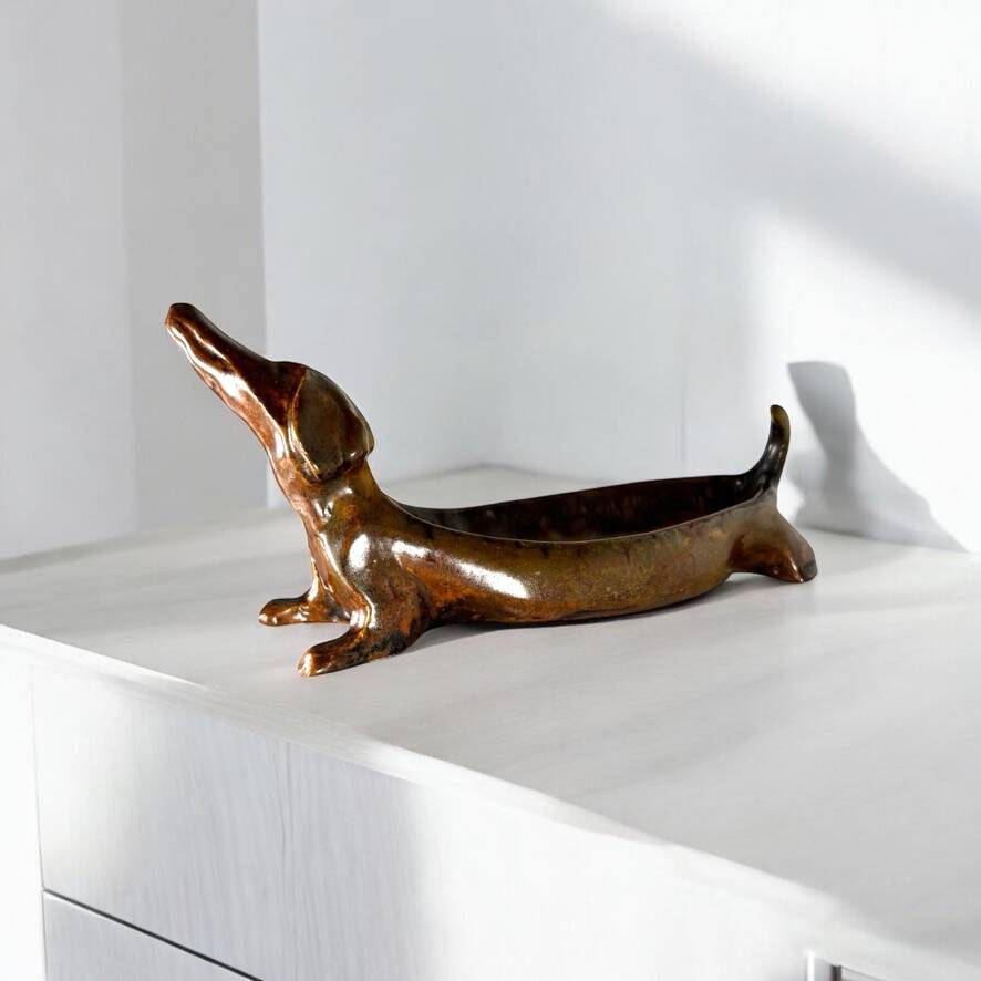 Dachshund ceramic dish 1960 france vintage