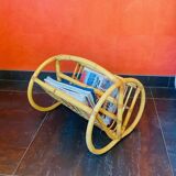 1960s rattan magazine rack