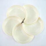 Plateau serviteur apéritif en plastique beige - compartiments en forme de fleur - vintage années 70