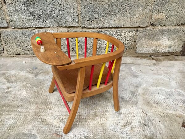 Chaise fauteuil enfant vintage en bois par Baumann 1950