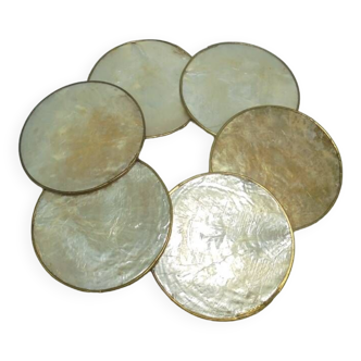 Set of 6 mother-of-pearl coasters