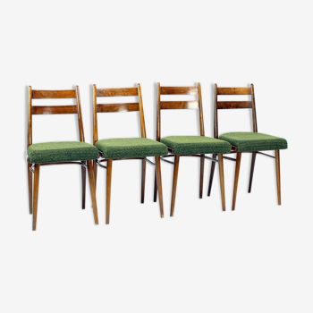 4 chaises à manger en chêne et tissu par Interier Praha, Tchécoslovaquie 1966