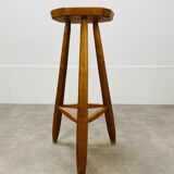 Brutalist bar stool in tripod elm