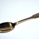 Precious set of 6 teaspoons and its sugar tongs in SOLID SILVER plated Gold Vermeil 19th s