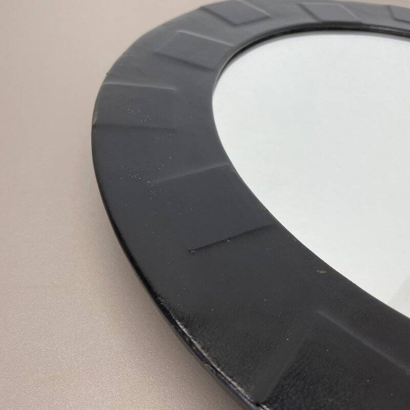 Miroir mural vintage en cuir à motifs, années 1950