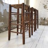 Set of 3 high straw stools