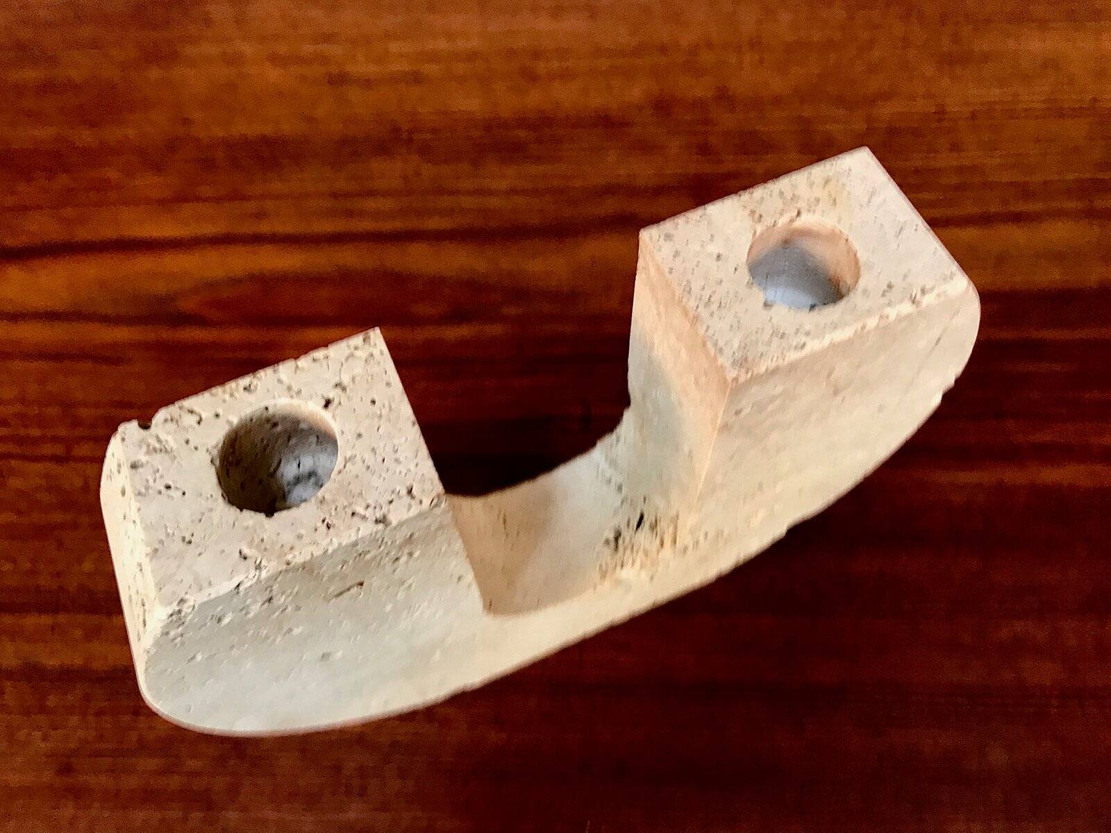 Italian brutalist candleholder by Fratelli Mannelli for Travertino di Rapolano, 1970s